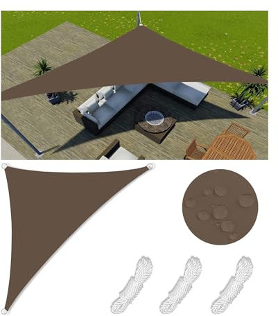 Vela Ombreggiante Impermeabile Tenda da Sole per Esterno Vele Ombreggianti Triangolare Telo Parasole con Fune e Anello D Protezione UV Tenda a Vela per Giardino Balcone Terrazza 4.2x4.2x6M