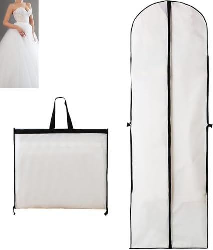 Hochzeitskleid Kleidersack, 60 x 180 cm Anzugtasche Kleidersäcke Wasserdicht, Kleidersack Anzug Lange mit Reißverschluss, für Anzüge Kleider