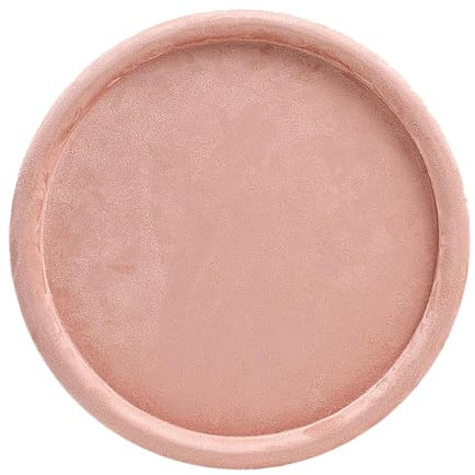 Perfeclan Soporte de Almacenamiento de Bandeja de joyería de Terciopelo contenedor Decorativo de Recipiente Decorativo Bandeja de exhibición de Platos Redondos, Rosa