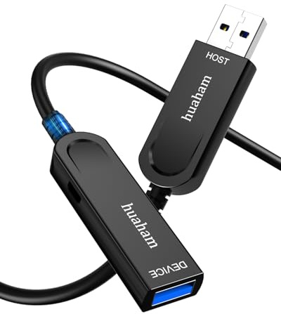 huaham Câble d'extension USB 3.1 de 20 m, 10 Gbit/s USB de type A mâle vers femelle, cordon d'extension d'alimentation 5 V2 A/10 W, câble USB C compatible avec PlayStation/Displayer/Webcams/imprimante