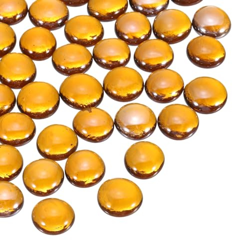 QUARKZMAN 20pcs Perles en Verre Jaune 0.22lbs (0.47-0.55) Billes en Verre | Galets plats en verre, pour remplissage de vase décoration d'aquarium projets DIY artisanat