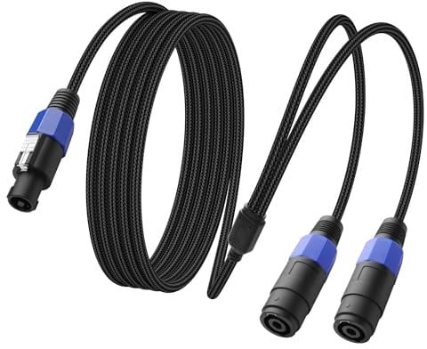 CERRXIAN 5FT Speakon Splitter Cable,1 Male to 2 Female Y Splitter Speakon Splitter Cable,Speaker Extension Adapter Cable for Power Amplifier, Speakers, Mixer etc