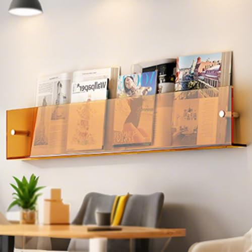 Bücherregal Schwarz Regal Schlafzimmer 130cm 160cm Wohnzimmer Regal Wand Stehend Gold Bücherregal Baumform Metall 6floor 8floor,Stabile Tragfähigkeit,Für Wohnzimmer, Schlafzimmer,Büro(Orange,50CM/20IN