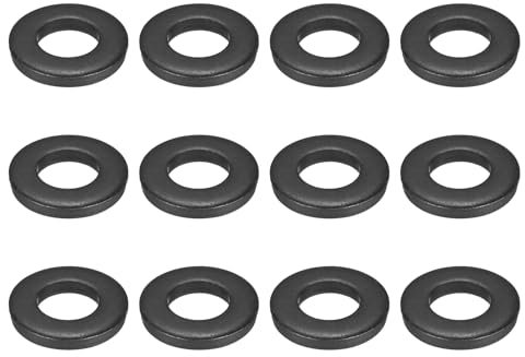 sourcing map 12 arandelas planas negras para tornillo M20, arandelas de metal de acero de 20 mm de diámetro interior de 40 mm de diámetro exterior de 6 mm de longitud para uso industrial, tornillos y