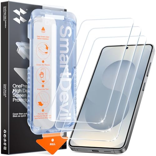 SMARTDEVIL 3 Pack HD-Displayschutz für Samsung Galaxy S25/S24 Panzerglas | HD-Klarheit, 9H Panzerglas, Blasenschutz, Einfache Installation, Anti-Shatter, Face ID & Fingerabdruck, Hüllenkompatibel