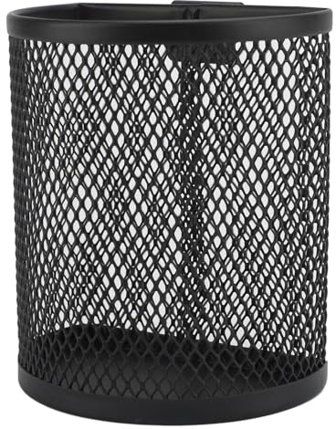 FAUOSWUK Black Pen Holder Cup for Desk, Metal Hook Wall Mounted Pen Holder, Mesh Pencil Holder for Hanging on Wire Mesh Wall Grid Panel for Desk Office Pen Organizer