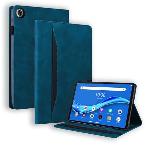 LMFULM® Hülle für Lenovo Tab One (8,7 Zoll) PU Lederhülle Smart Case mit Ständer Schutzhülle Flip Cover Brieftasche Stil Blau