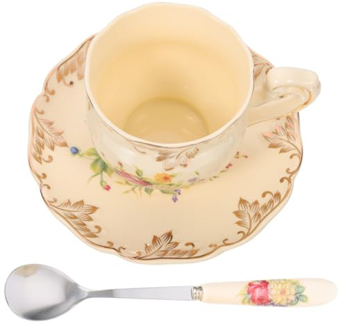 DECOMELODY Tazas De Cerámica Vintage Con Asa Capacidad Diseño Retro Floral Para Café Leche y Agua Regalo Para Festividades y Uso Diario