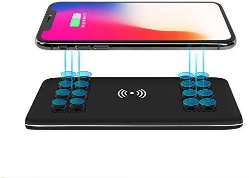 Power Bank,PowerBank Qi Wireless, 8000mAh Portable Quick Charger, External Battery Pack with Dual Input and Suction Cup Compatible XS/XR/XS Max/8/8 Plus and More Devices, Black