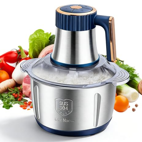 Zerkleinerer Küche Elektrisch 500W, 5L Edelstahl Zerkleinerer mit 5 Geschwindigkeiten Einstellbar für Gemüse, Obst & Fleisch
