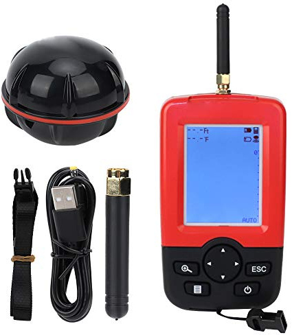 Naroote Tragbarer Drahtloser Fischfinder, Wasserdichter Fischfinder mit Integriertem Temperatursensor, Einstellbarer Kartengeschwindigkeit, Tiefenbereich, für Süß- und Salzwasser