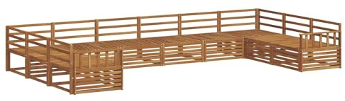 vidaXL Sofagarnituren 10 pcs Natur Massivholz Akazie, Moderner Garten-Sofa, robuster Outdoor-Sitz, Terrassen-Lounge-Set für gemütliches Sitzen und schickes Leben