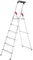 Hailo L60 StandardLine Alu-Sicherheits-Stehleiter - Leiter 6 Stufen belastbar bis 150 kg - stabile Holmführung - Stehleiter mit Ablage - klappbare Aluleiter Made in Germany - Leiter rostfrei - Silber