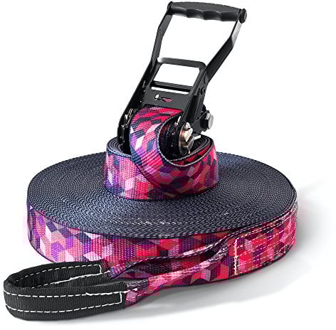 Slackline Set, Cubes, 15 Meter Länge, Komplettset für Kinder, Anfänger, Fortgeschrittene und Profis, inklusive Tragebeutel