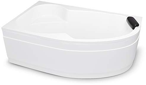 Eckbadewanne 170 x 100 cm Acrylwanne Mainz Links Komplettset mit Kissen Stabile Asymmetrische Eckwanne