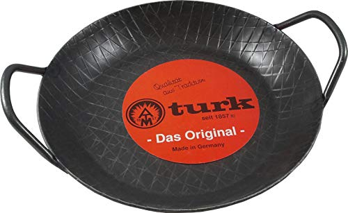 Turk Servierpfanne D= 24 cm Eisenpfanne Bratpfanne Pfanne mit 2 Griffen geschmiedet ohne Beschichtung & extra hoher Rand!! Ideal auch für Backofen
