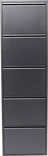 Kare Design Schuhschrank Caruso Anthrazit, Metall, mit 5 Klappen, Schuhablage für 10 Paar Schuhe, schmal, platzsparend, hoch, Schuhregal, Eingangsbereich, 173x50x15 cm (H/B/T)