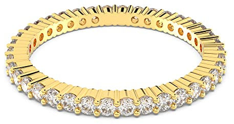 Swarovski Vittore Ring, Weißer und Vergoldeter Damenring mit Schimmernden Swarovski Kristallen