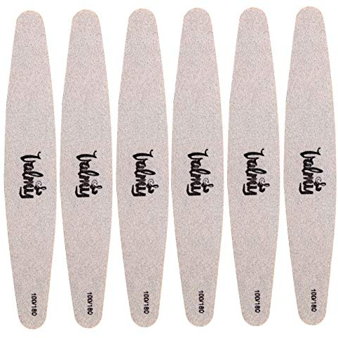 Valmy Lima para uñas Elipsa – Limas de uñas profesionales de doble cara (grano 100/180) – Materiales de cuidado para uso doméstico y salón (paquete de 6 unidades)