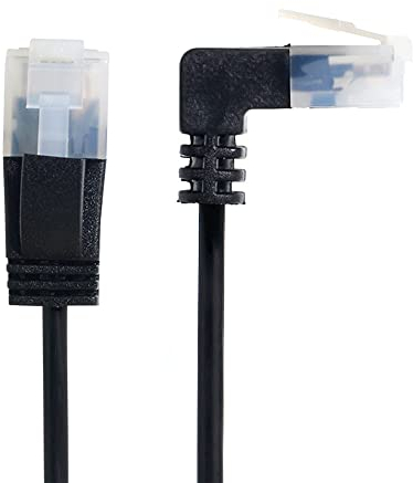 xiwai Câble Ethernet Ultra Slim Cat6 RJ45 coudé vers Droit UTP câble réseau câble de raccordement 90 degrés Cat6a LAN pour Ordinateur Portable routeur TV Box (1.0 m)
