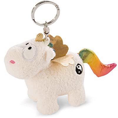 NICI 47371 Schlüsselanhänger Rainbow Yang 10cm – Einhorn Kuscheltieranhänger mit Schlüsselring für Schlüsselbund, Schlüsselhalter & Schlüsselkette – Taschenanhänger Theodor&Friends, weiß/bunt