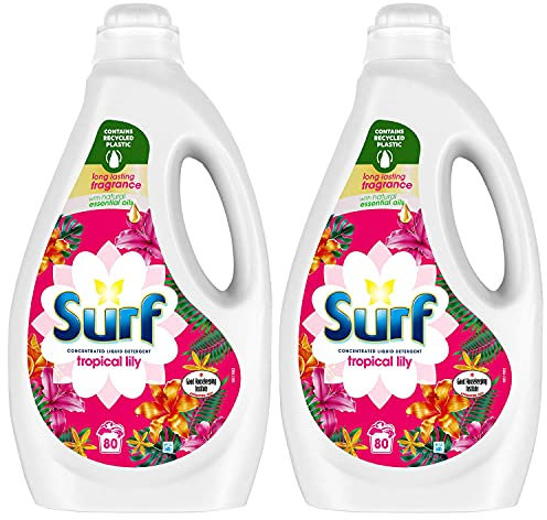 2 Pack of Surf Tropical Oasis Biological Liquid Detergent with exotic Fragrance, 2.16 Liters 80 Washes, An exotic blend of Tropical Lily and Ylang Ylang!
