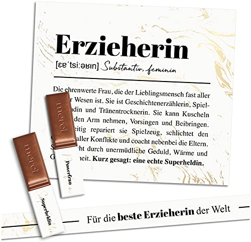 Aufkleber Set auf 3 Din A4 Sticker Bögen für Merci Schokolade für 250g Box als Geschenk ohne Schokoriegel zum persönlich Danke sagen Y062 (02 Erzieherin)