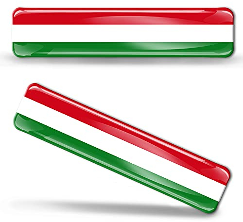 Biomar Labs® 2 x Aufkleber 3D Gel Silikon Stickers Hungary Ungarn Ungarisch Flag Flagge Fahne Autoaufkleber F 11