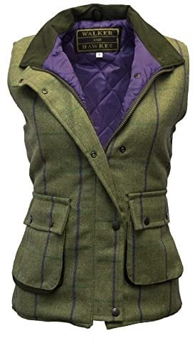 WALKER AND HAWKES - Bayston - Damen Country-Weste aus Tweed - für die Jagd geeignet - Muster mit lila Streifen - EU 38 (UK 10)