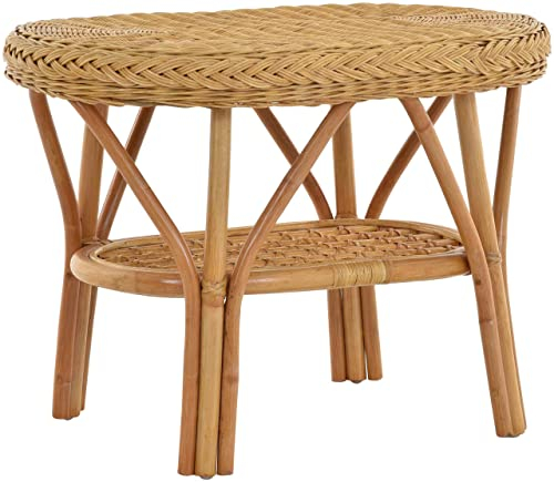 Korb-Outlet Rattan-Tisch/Ovaler Beistelltisch/Couchtisch Rattantisch Ablage (Oval - Honig)