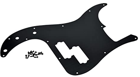 KAISH Schlagbrett für Linkshänder, 13 Löcher, Metall, Aluminium, eloxiert, P-Bass-Stil, amerikanischer moderner Stil, Standard-Bass-Pickguard für Präzisions-P-Bass, Schwarz