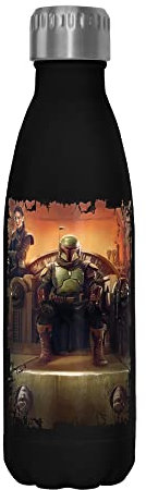 Star Wars Boba Painterly Throne 17 oz Stainless Steel Water Bottle, 17 Ounce, Multicolored