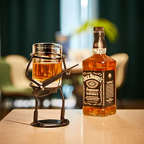 Rifle Hunter Whiskyglas – Becherhalter aus Glas und Metall – Waffen Whiskey, Scotch, Likör-Becherhalter, hält Tasse, tolles Geschenk für Waffenliebhaber, Jäger, Väter, Söhne, elegantes