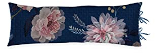 Pip Studio Dekokissen Tokyo Bouqet Dark Blue Blumen Blüten Geblümt Floral Zweige Dunkelblau Wendeoptik Zierkissen, Größe:30 x 90 cm