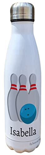 Bowling Hobby Insulated Bottle Personalised - Gift for Ten Pin Lovers - Personalised Bowles Thermal Flask - Stainless Steel Water Bottle