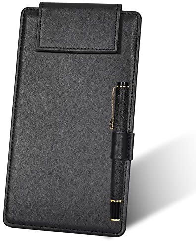 GORESE Klemmbrett A6 Leder Schreibbrett A6 Klemmbrettmappe Clipboard Notizmappe Speisekarte mit Magnetisches Clip und Stiftclip für Restaurant Bar Café Tageskarte Schaufenster Rezeption