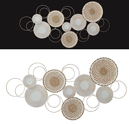 Cepewa Wanddeko 3D-Optik zum Aufhängen │ Motive 108x51x5,5cm Kreise Ringe Metall │Wandskulptur horizontal vertikal (1 x Wanddeko Amalia)