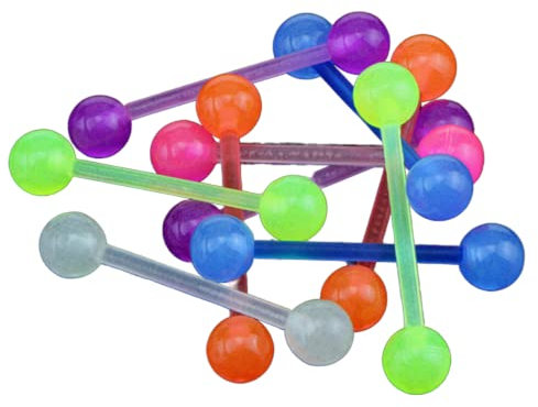 20 unids/lote Colorido Flexible Silicona Lengua Pezón Stud Bar Anillo Barbell Piercing Body Joyería