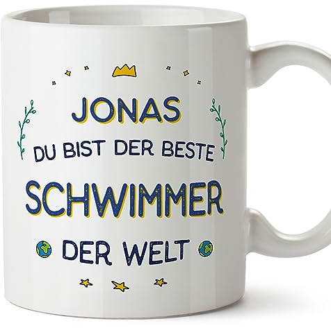 Mugffins Tassen Personalisierten für SCHWIMMER Mann - Auf Deutsch - Beste der Welt - 11 oz / 330 ml - Individuell Anpassbar Geschenk Mitarbeiter