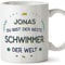 Mugffins Tassen Personalisierten für SCHWIMMER Mann - Auf Deutsch - Beste der Welt - 11 oz / 330 ml - Individuell Anpassbar Geschenk Mitarbeiter