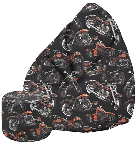 DreamRoots Sitzsack Erwachsene mit Füllung 80x80x120cm - Oxford Stoff 220 gr/m2 Wasserdicht - Sitzsack mit Lehne und Hocker und Bezug - Sitzkissen Boden - Chill Sack