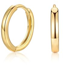 MASOP Ohrringe Gold, Creolen Silber 925 Stecker Vergoldet 12mm Damen Frauen Mädchen Herren