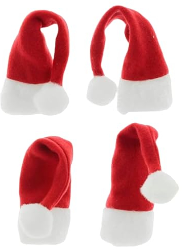 MIJOMA zauberhafte Mini-Weihnachtsmützen, dekorative Flaschen-Mützen & Bastel-Accessoire, ideal zum Verschönern von Geschenken & Süßigkeiten für eine bezaubernde Weihnachtszeit (4 Stück)