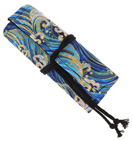 EXCEART Japanische Stiftrolle Aus Baumwolle Leinen Mit 24 Fächern Rolltasche Für Buntstifte Aquarellstifte Pinsel Tragbarer Organizer Für Schule Büro