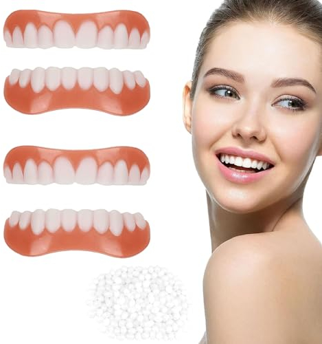 2 Paare Falsche Zähne Veneers, Furniere Zähne Kosmetische Zahnabdeckung Gefälschte Zähne Provisorische Zahnprothese Künstliche Zähne Zahnersatz Weiß Kosmetische Zähne Temporäre Prothesen