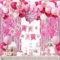 Geburtstagsdeko Rosa, Geburtstag Party Deko für Mädchen Frauen, Pink Luftballons Geburtstag Dekoration mit Happy Birthday Girlande, Fringe Curtain Geburtstag Hintergrund, Konfetti Ballons