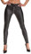 DQ Schwarze Damen Leggings Hose aus Wetlook Material elastisch mit durchgehendem Reißverschluss und Gesäßtaschen XXL