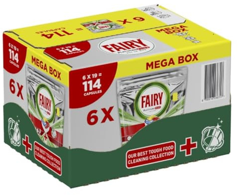 Fairy Platinum Plus Geschirrspüler Tabletten All in One, Zitrone, 114 Tabletten, beste Reinigung, damit das Geschirr strahlend sauber bleibt, Glanz und Kalk vorbeugt