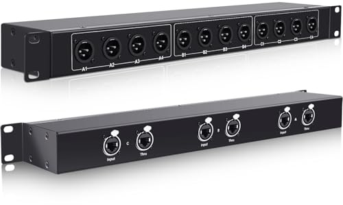 Saysurey XLR Balanced Patchbay XLR Stage Box 12 Channel 3 Pin Multi Network Cable Extender for Stage Lighting and Home Recording Studio Compatible (Male)