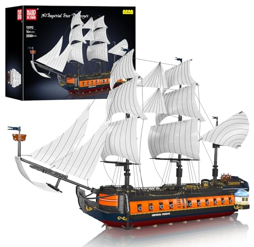 Mould King 13192 Piratenschiff Modell, 3580 Teile Groß MOC Battleship Piratenschiff Klemmbausteine Bausteine, DIY Modellbausatz Für Puzzle Bausteine